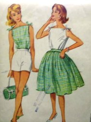 5377 1960 UNCUT FLARE SKIRT,TIED BLOUSE,SHORTS PATTERN 12
